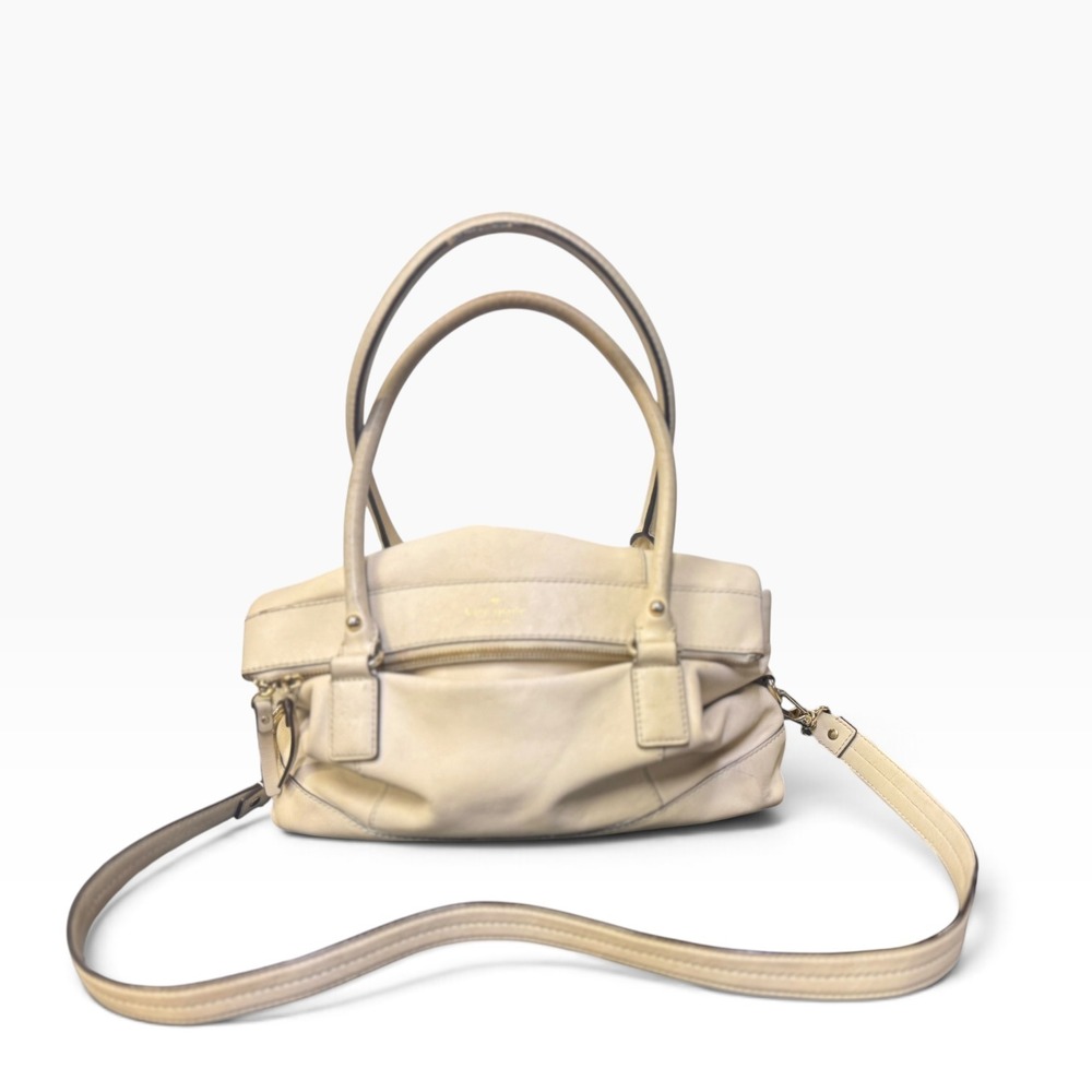 Kate Spade New York Cream Leather Satchel Crossbody Bag PXRU2483